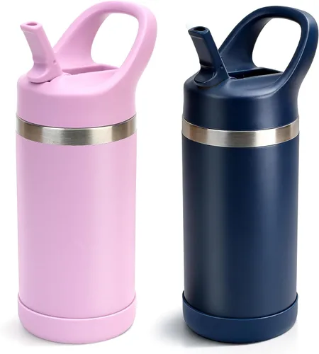 Vista 14 de Hydraful Botella de agua para niños de 12 onzas con tapa de pajilla, botella de acero inoxidable aislada al vacío, botella de agua deportiva sin BPA