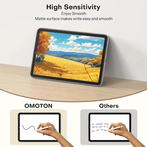 Vista 3 de OMOTON PAPERSENSE - Protector de pantalla mate para iPad Mini 7th A17 Pro/6th (2024/2021, 8.3 pulgadas), vidrio templado mate con bandeja