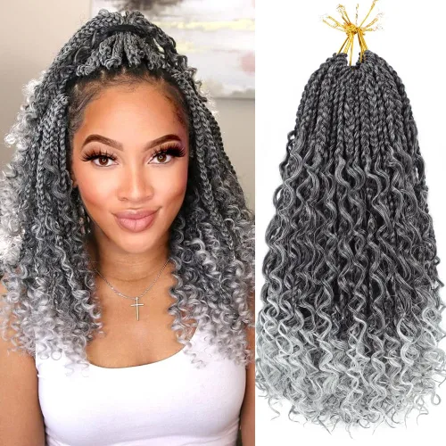 Vista 29 de Goddess Box Braids 1B3330 - Trenzas de ganchillo bohemias de 10 pulgadas para mujeres negras, paquete de 7 paquetes de trenzas bohemias preenlazadas