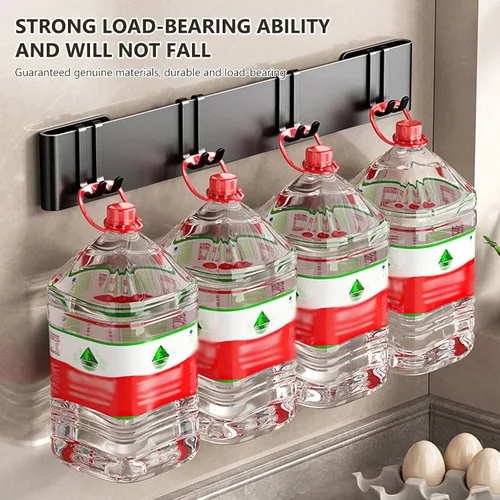 Vista 6 de Colgador de utensilios de cocina: soporte para colgar en pared, 7 ganchos, sin taladrar para cocina, despensa, baño, sala de estar de 15.75 pulgadas