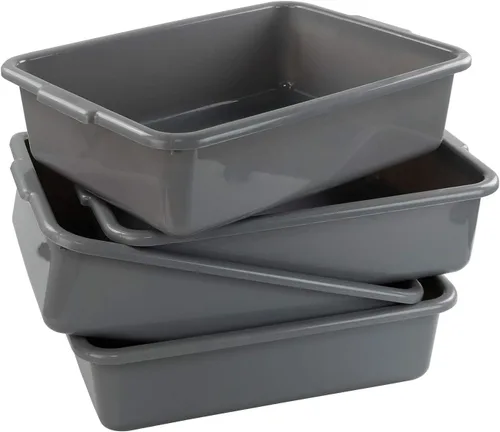 Vista 7 de Xyskin 4 paquetes caja de autobús comercial gris de 13 litros, tina de autobús utilitaria plástica