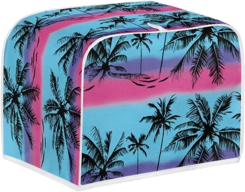 Vista 8 de JEOCODY Fundas para horno tostador para cocina, 2 rebanadas retro con estampado de mármol negro, cubierta antipolvo, lavable e impermeable