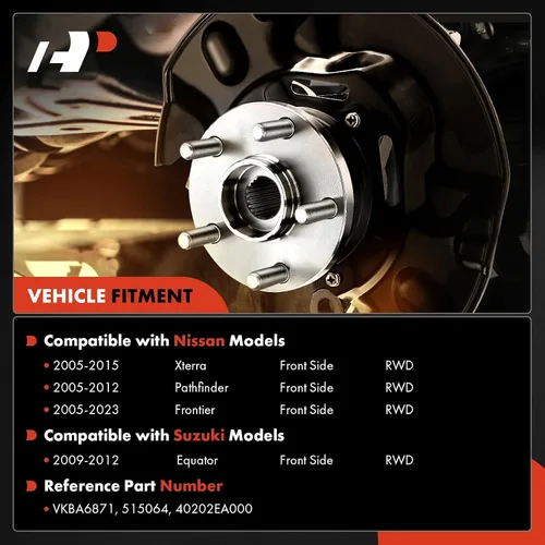 Vista 2 de A-Premium 2 rodamientos de rueda delantera y conjunto de cubo compatibles con Nissan Frontier 2005-2023, Pathfinder 2005-2012, Xterra 2005-2015