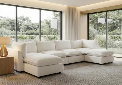 Vista 25 de Iroomy Oversized Modular Sectional Sofa, Chenille Cloud Couch, Deep Comfy Seat, 4-Seater Sofas, Couches, Living Room, Beige