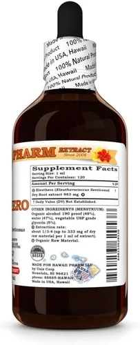 Vista 5 de Hawaii Pharm Eleuthero (Eleutherococcus Senticosus) Extracto líquido de ginseng siberiano 15x4 oz