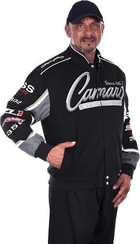 Vista 3 de JH DESIGN GROUP Chaqueta de sarga de algodón bordado Chevy Camaro Collage para hombre
