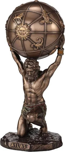 Vista 3 de Veronese Design 5 1/2 pulgadas Atlas The Titan Who Hold The Sky Escultura Resina Escultura Acabado en Bronce Fundido en Frío