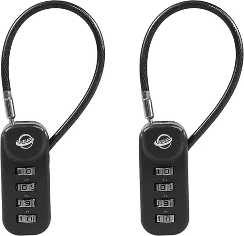 Vista 11 de Candado de combinación de 4 dígitos con cable de 4.7 pulgadas (4.7 in) adecuado para casilleros de gimnasio escolar, botes de basura, equipaje