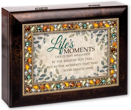 Vista 3 de Cottage Garden Caja de música Life Measured by Moments Amber Earth Tone Jewelry Plays Wonderful World