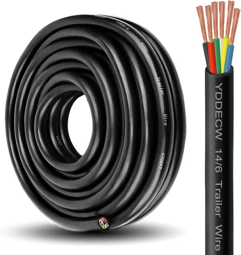 Vista 14 de Cable de Remolque de 4 Vías - Calibre 14, 4 Conductores, 10 Pies, Extensión de Cable Resistente de Cobre Puro, Cordón de Cableado para Remolque RV
