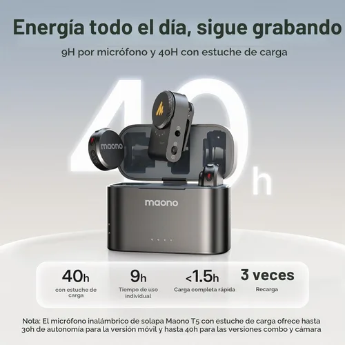 Vista 4 de MAONO Micrófono Lavalier Inalámbrico T5 para Cámara