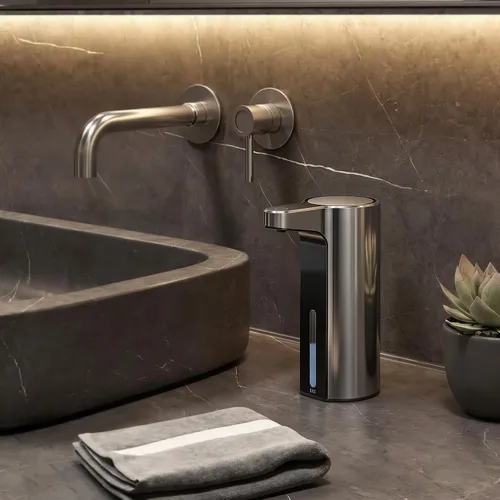 Vista 7 de EKO Aroma - Dispensador automático de jabón líquido de 9 onzas líquidas, recargable y resistente al agua para cocina y baño, con control de volumen