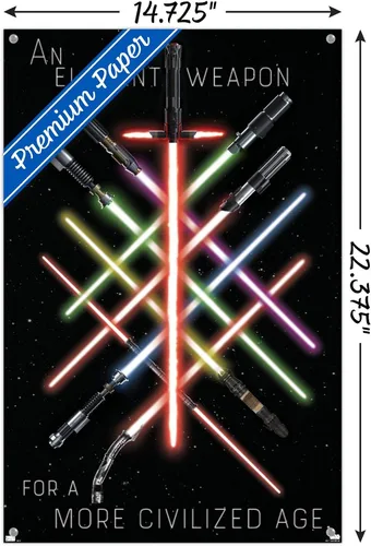 Vista 3 de Trends International Star Wars: Saga - Póster de pared de grupo de sables de luz, 14.72 x 22.37 pulgadas, paquete de póster premium y pin de empuje