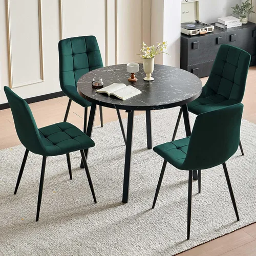 Vista 36 de Homedot Juego de mesa de comedor para 2, mesa de cocina de 3 piezas, juego de sillas de comedor redondas y negras para espacios pequeños, juego