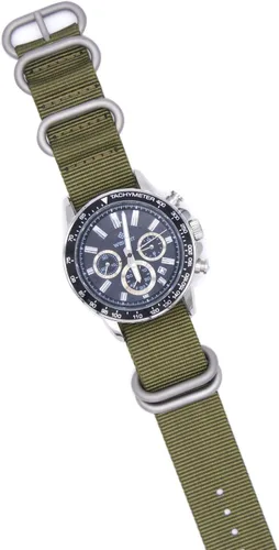 Vista 4 de ArtStyle Correa para reloj, de nylon, colorida, con hebilla pulida resistente. Verde Armada (ArmyGreen)