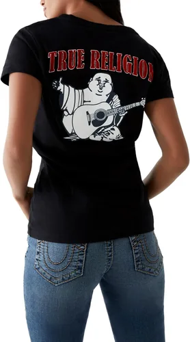 Vista 3 de True Religion Women's V-Neck Buddha Logo Tee