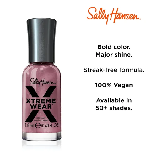 Vista 187 de Sally Hansen Xtreme Wear Esmalte de uñas sin rayas, acabado brillante, duradero, resistente a las astillas, transparente, color de uñas plateado 130