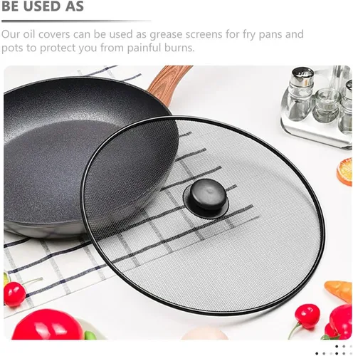 Vista 3 de Luxshiny Pantalla de salpicaduras de acero inoxidable para sartén de malla de 11.4 in, cubierta de tapa de olla de cocina, protector contra