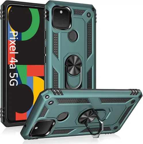 Vista 10 de ADDIT Funda 4A 4G para Google Pixel 4a 4G, con anillo de soporte, soporte ajustable, grado militar, protección resistente, a prueba de golpes
