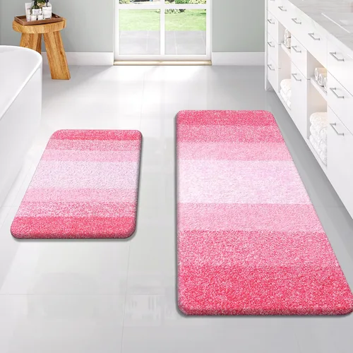Vista 102 de OLANLY - Juego de tapetes para baño de 2 piezas, de microfibra, suaves y absorbentes, antideslizantes, lavables a máquina y para secadora, felpudos