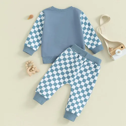 Vista 7 de Conjunto de sudadera de manga larga con cuello redondo y pantalones deportivos para bebés, ropa de invierno para bebé