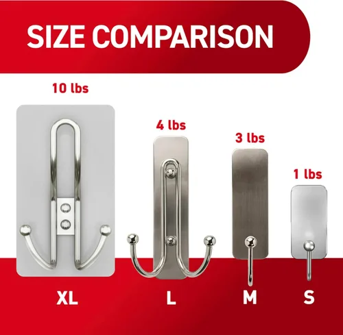 Vista 7 de Command - Gancho triple extragrande de níquel satinado, 1 gancho, 3 tiras, ganchos de pared para colgar sin daños con tiras adhesivas, ganchos