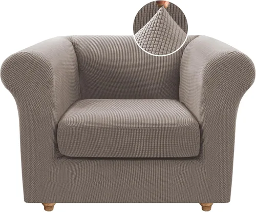 Vista 35 de Funda para silla Chesterfield de 2 piezas para sofá de 1 cojín, fundas para silla de brazo alto, 1 asiento, alta elasticidad, lavable, protector