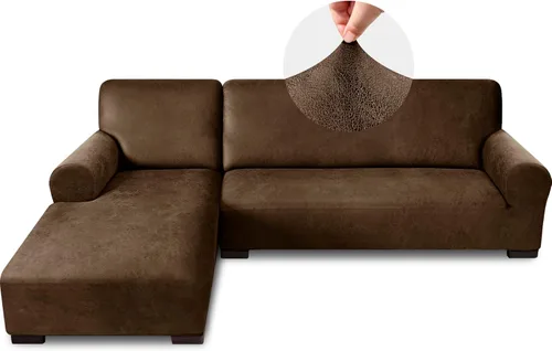 Vista 42 de Fundas para sofá modular, funda para sofá con aspecto de cuero, forma de L, 2 piezas, funda elástica suave para sofá seccional, protector de muebles