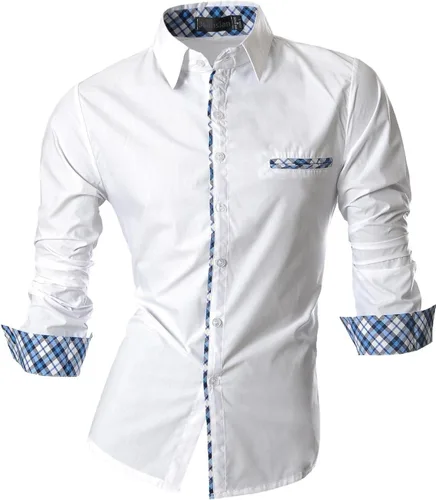 Vista 78 de jeansian - Camisas de manga larga de ajuste entallado para hombre (8397), con botones, informales y de vestir.