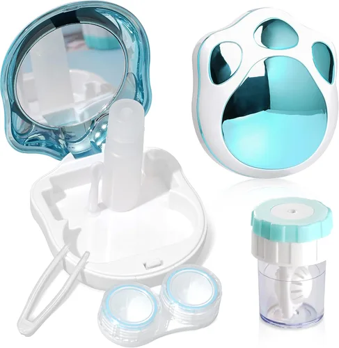Vista 6 de Lasiyanor Kit de viaje para lentes de contacto con arandela limpiadora, caja de contacto portátil con pinzas de espejo, herramienta de eliminación