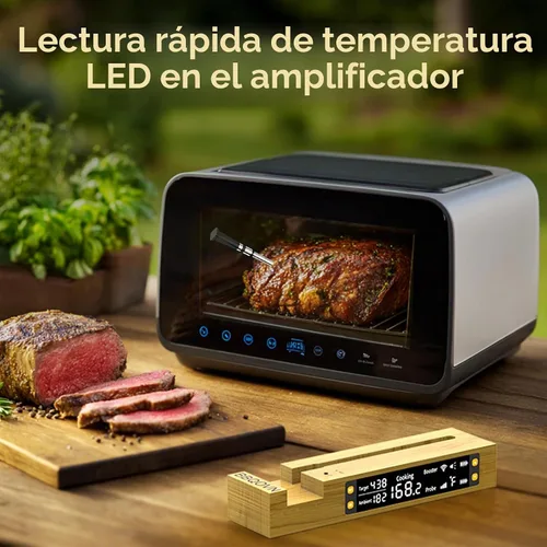 Vista 3 de BBQOVN Termómetro inalámbrico WiFi Sub-1G para carne, rango ilimitado, comprueba la temperatura en cualquier lugar, 7 sensores certificados NIST