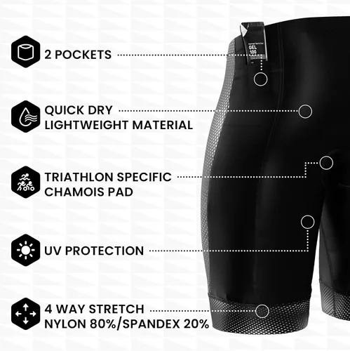 Vista 12 de SLS3 Pantalones cortos de triatlón para hombre – Tri Shorts para hombre – 2 bolsillos FRT – Diseñado por atletas para carreras