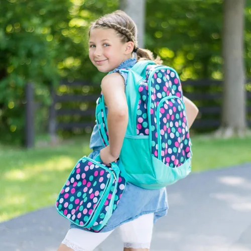 Vista 2 de Class Collections - Conjunto de mochila y lonchera punto polka azul