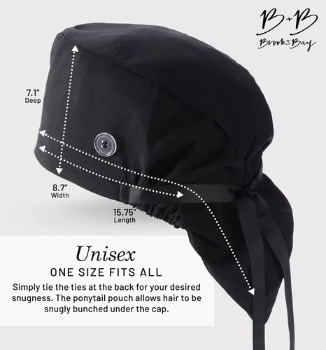 Vista 3 de Gorras quirúrgicas para mujer para cola de caballo, gorras quirúrgicas para cabello largo, gorra de enfermera, gorras para enfermeras, gorra