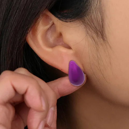Vista 2 de 2 pares de aretes de gota de agua gruesos dorados y plateados, ligeros, huecos, aretes de aro de lágrima, regalo de joyería de moda para mujeres