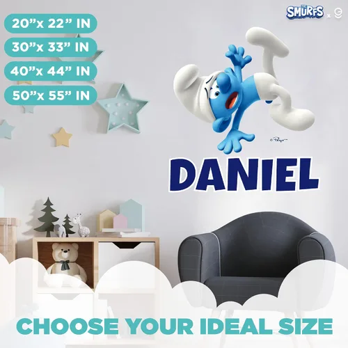 Vista 5 de EGD Decoración de pared personalizada de los pitufos, calcomanías de pared de pitufos torpes, nombre personalizado para la decoración