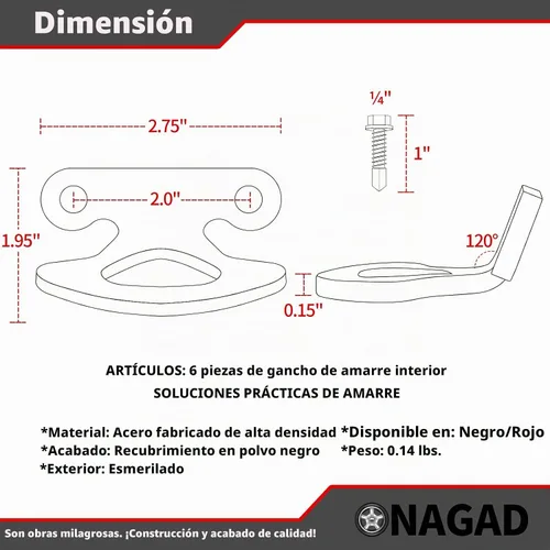 Vista 5 de Anclajes de amarre para ganchos de amarre Ford 2000-2017 Compatible con F-150 Styleside 2004-2017 Compatible con Explorer Sport Trac 2001-2010