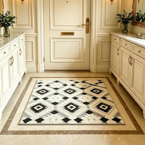 Vista 59 de UKELER Tapete antideslizante para puerta, alfombras de acento modernas para entrada, estilo romántico campestre americano, alfombras de algodón