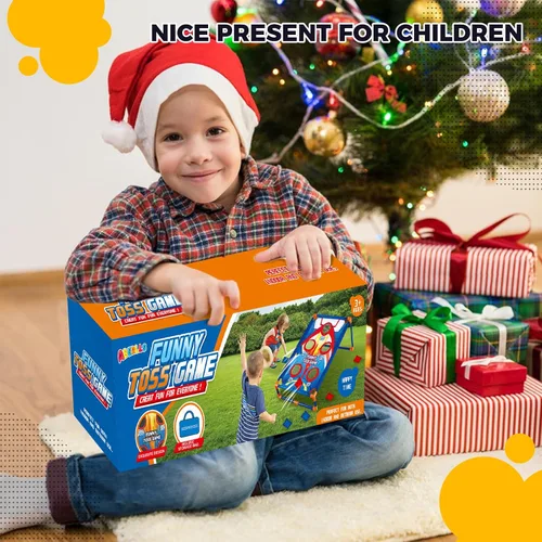 Vista 6 de Juego de lanzamiento de bolsas de frijoles para actividades al aire libre para niños, juegos de Cornhole para niños y niñas de 3, 4, 5, 6, 7, 8