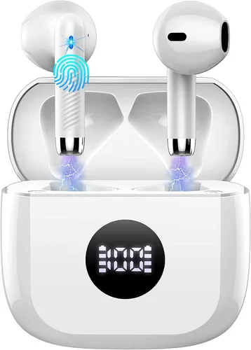 Vista 18 de Auriculares inalámbricos, Bluetooth 5.4, auriculares con pantalla LED de energía, bajos estéreo, auriculares Bluetooth intrauriculares