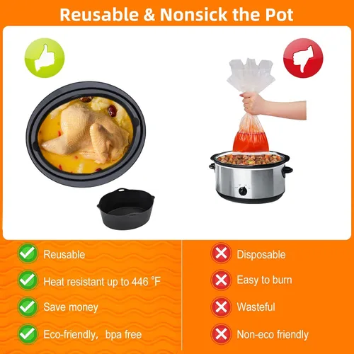 Vista 2 de Forros de Silicona Compatibles con Ollas de Cocción Lenta/Slow Cookers de 7 a 8 Cuartos, Inserto Divisor de Olla de Cocción Lenta Compatible