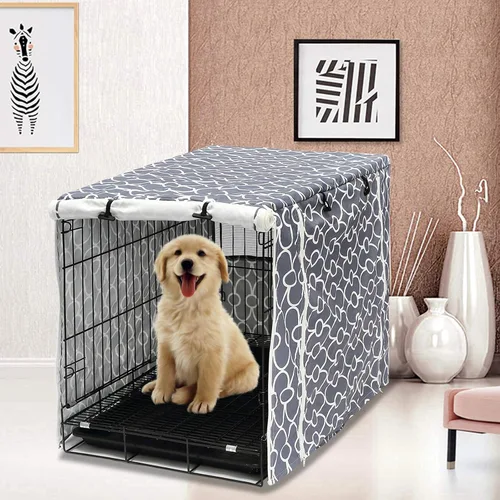 Vista 6 de Pethiy Funda para jaula de perro de poliéster duradero, ajuste universal para jaula de perro de alambre, se adapta a la mayoría de jaulas de perros