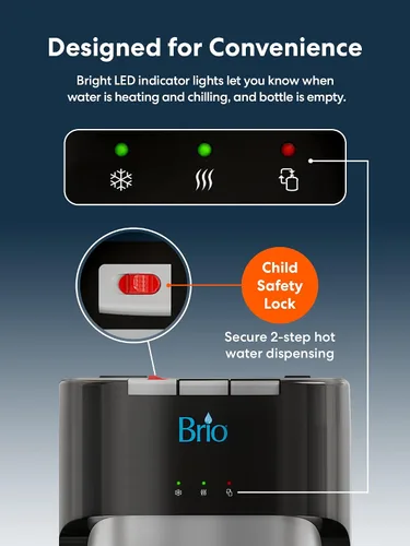 Vista 6 de Brio Dispensador de agua de carga inferior, serie esencial, 3 ajustes de temperatura, agua caliente, temperatura ambiente y fría, aprobado por