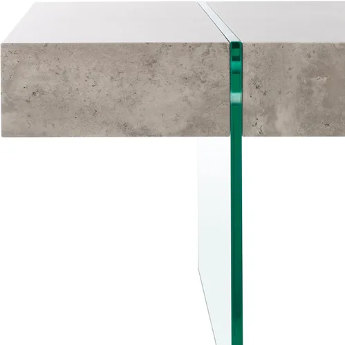 Vista 4 de SAFAVIEH Home Collection Jacob Mesa de centro rectangular con patas de vidrio y hormigón claro