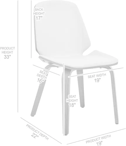 Vista 3 de Armen Living Brinley Mid Century - Silla auxiliar moderna de piel sintética color crema y madera de nogal para comedor, mesa de cocina, escritorio