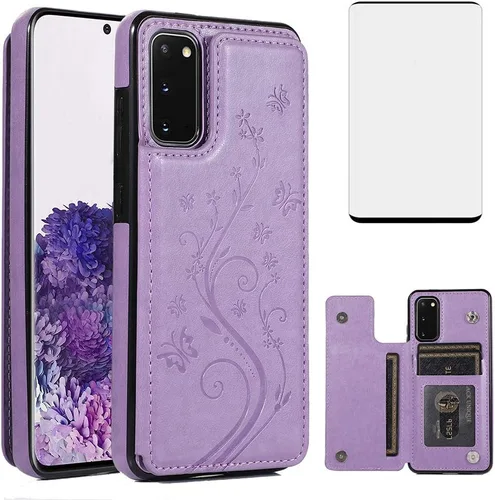 Vista 9 de Funda de teléfono para Samsung Galaxy S20 Glaxay S 20 5G de 6.2 pulgadas con protector de pantalla de vidrio templado y tarjetero con soporte