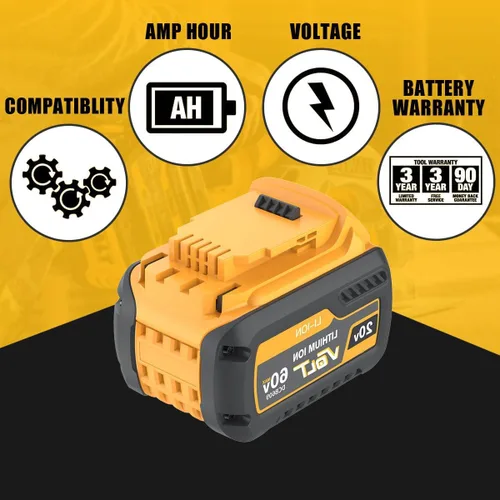 Vista 3 de Reemplazo avanzado de 9.0Ah para batería Dewalt 60v y 20V MAX, DCB609 DCB606 DCB612 DCB200 DCB201 DCB203 DCB204 DCB206 DCB207 DCB209 180Wh batería 1