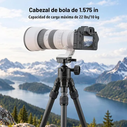 Vista 5 de FANAUE Cabezal de bola de trípode de 1.575 in con placa de liberación rápida Arca Swiss de 1/4