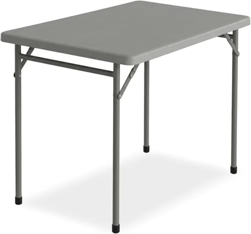 Vista 12 de Mesa plegable rectangular de 3 pies para todas las ocasiones, mesa plegable con mesa de polietileno de alta densidad y patas de acero, mesa plegable