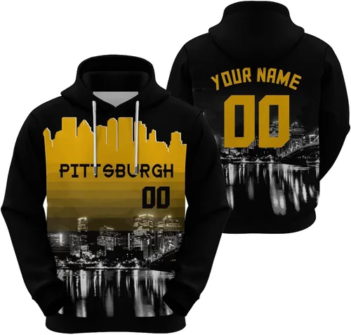 Vista 19 de Custom Football Hoodies City Night Skyline Personalized Sweatshirt Name Number Fan Gift Pullover for Men Women Youth